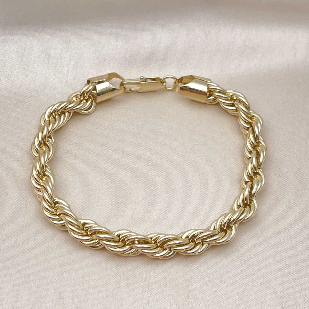 Oro Laminado Basic Bracelet, Gold Filled Style Rope Design, Polished, Golden Finish
