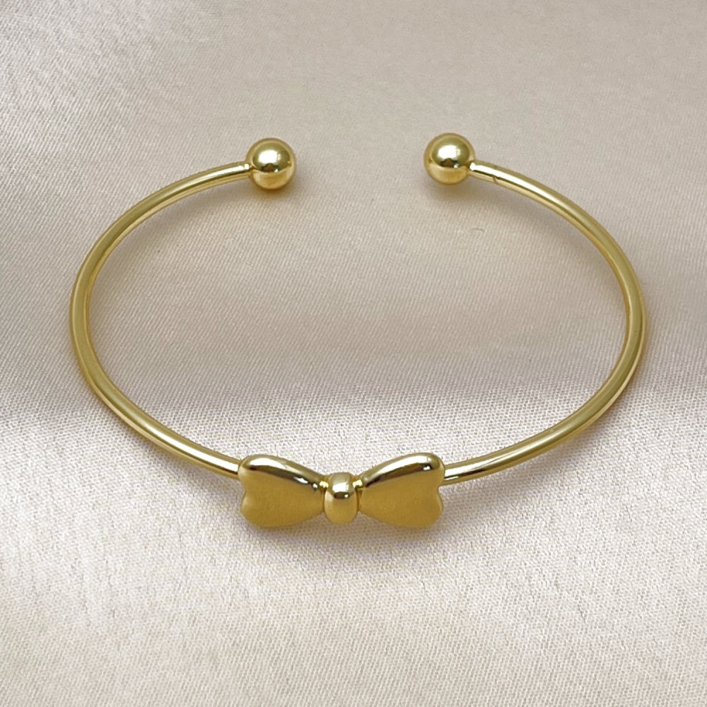 Oro Laminado Individual Bangle, Gold Filled Style Bow Design, Polished, Golden Finish