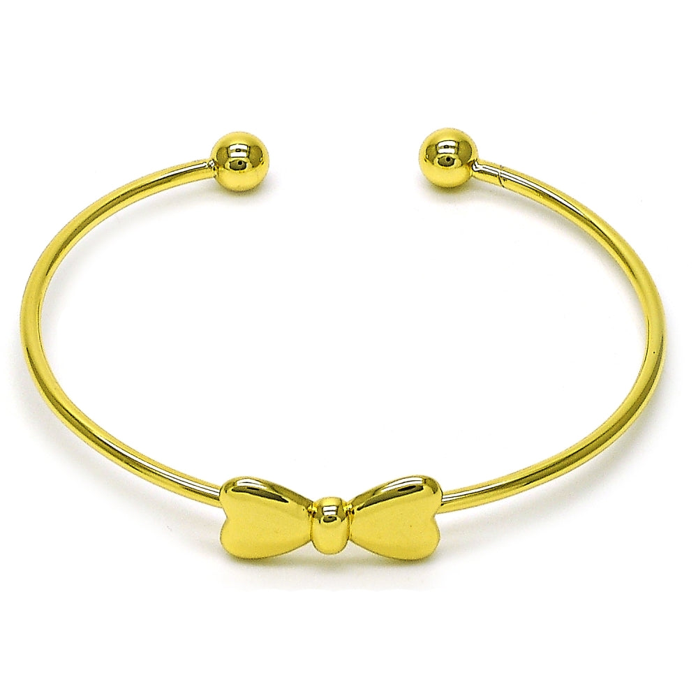 Oro Laminado Individual Bangle, Gold Filled Style Bow Design, Polished, Golden Finish