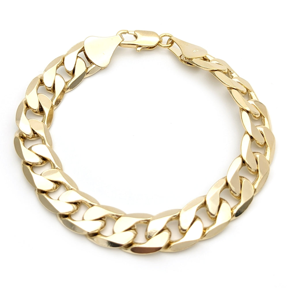 Oro Laminado Basic Bracelet, Gold Filled Style Curb Design, Polished, Golden Finish