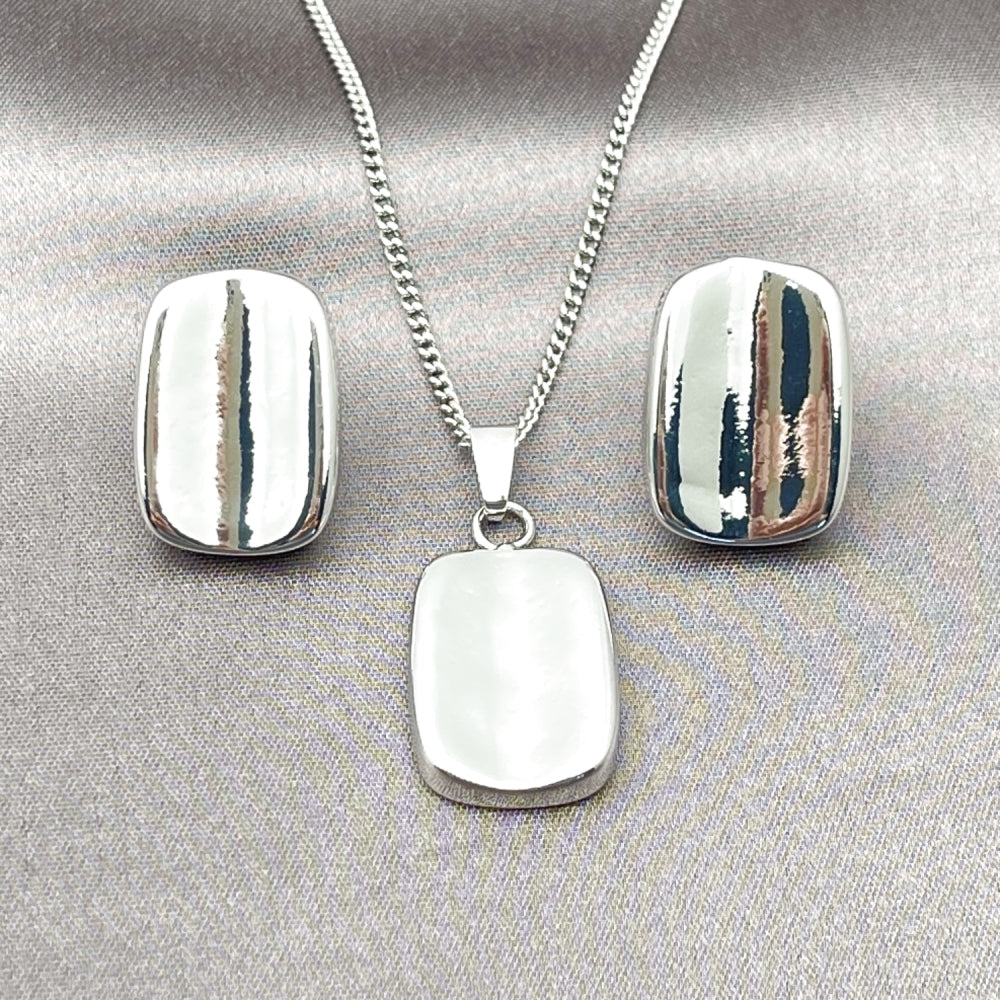 Rhodium Gold Filled Earring and Pendant Adult Set, Polished, Rhodium Finish