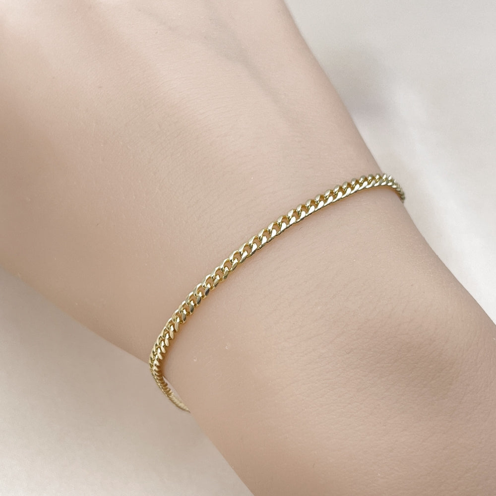 Oro Laminado Basic Bracelet, Gold Filled Style Miami Cuban Design, Polished, Golden Finish