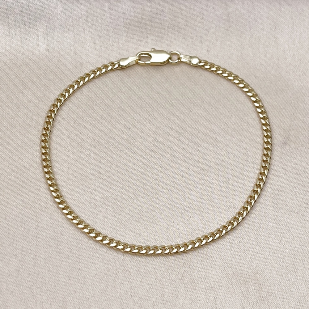 Oro Laminado Basic Bracelet, Gold Filled Style Miami Cuban Design, Polished, Golden Finish