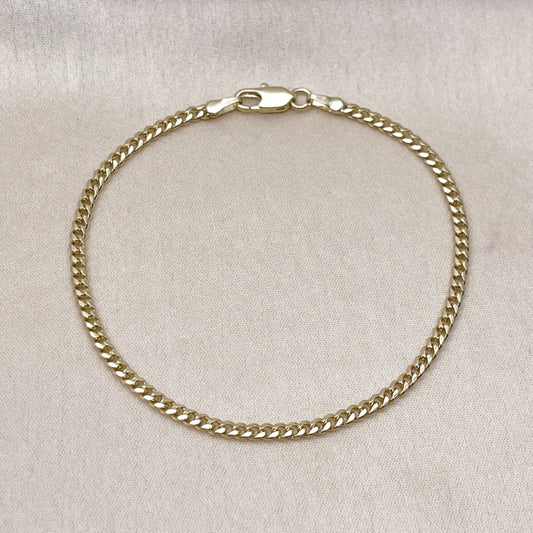Oro Laminado Basic Bracelet, Gold Filled Style Miami Cuban Design, Polished, Golden Finish