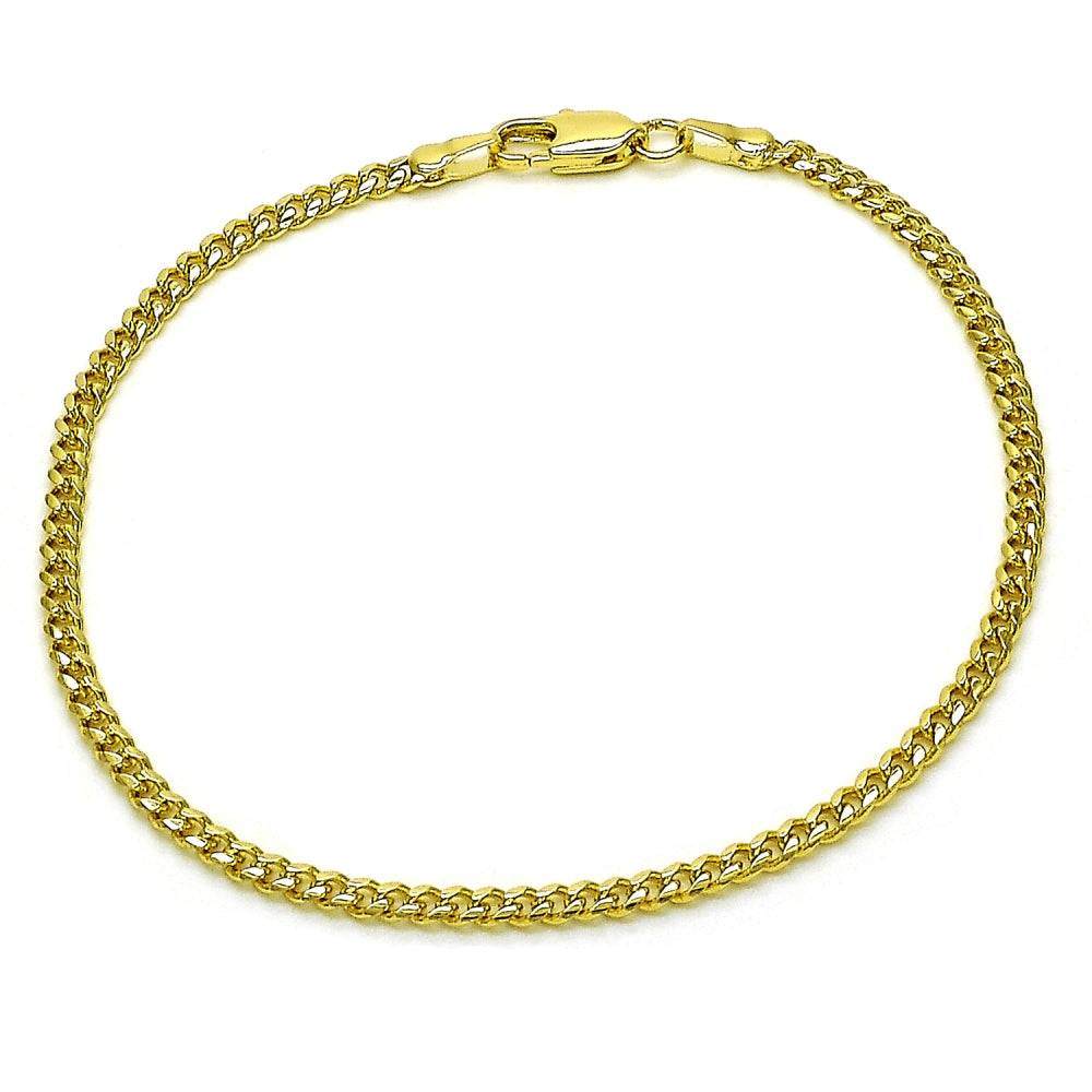 Oro Laminado Basic Bracelet, Gold Filled Style Miami Cuban Design, Polished, Golden Finish