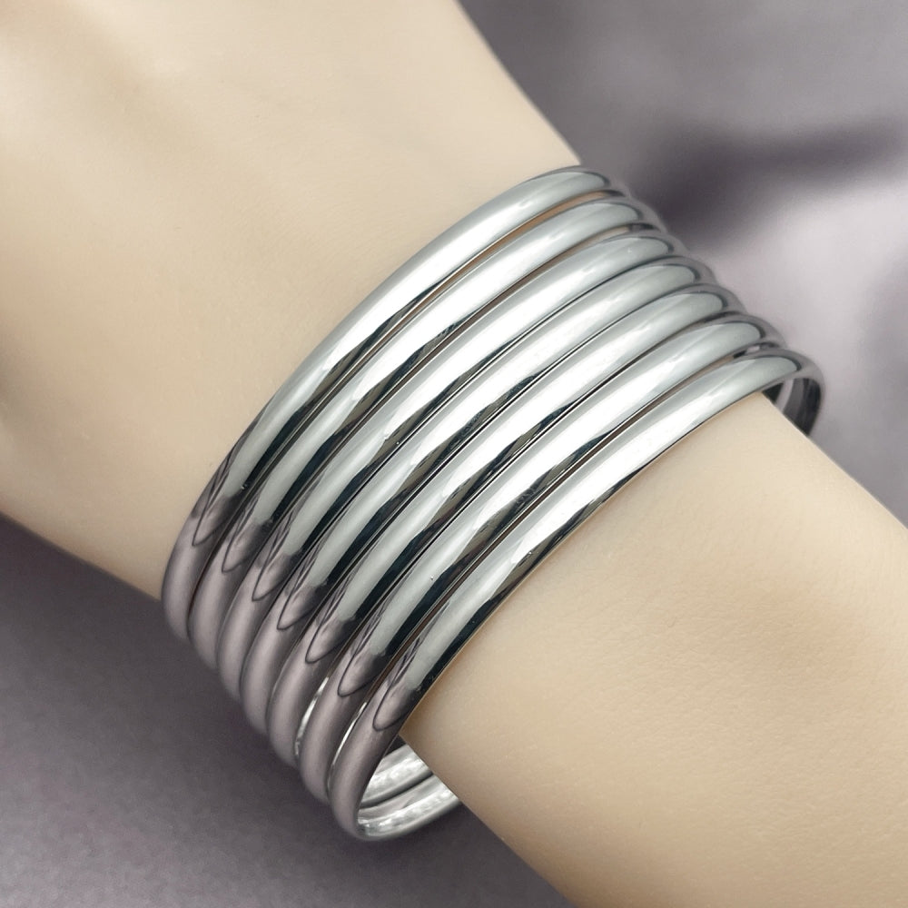 Rhodium Gold Filled Semanario Bangle, Polished, Rhodium Finish