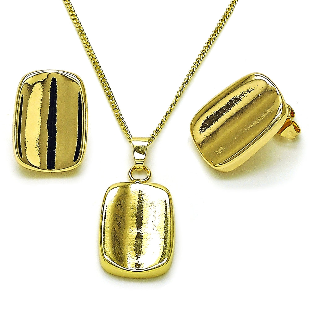 Oro Laminado Earring and Pendant Adult Set, Gold Filled Style Polished, Golden Finish