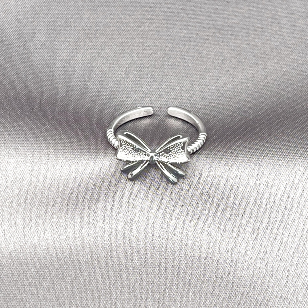 Rhodium Gold Filled Elegant Ring, Bow Design, Matte Finish, Rhodium Finish