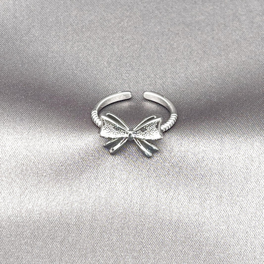 Rhodium Gold Filled Elegant Ring, Bow Design, Matte Finish, Rhodium Finish