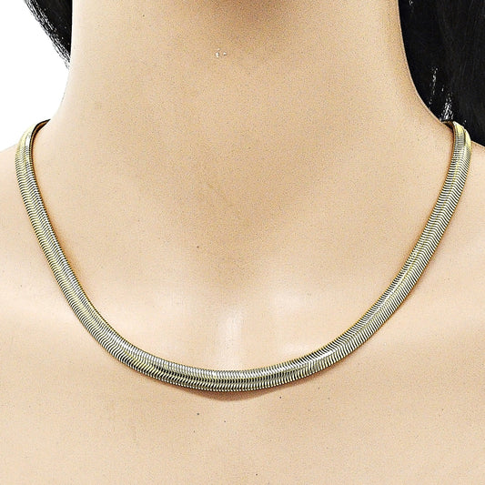 Oro Laminado Basic Necklace, Gold Filled Style Rat Tail Design, Polished, Golden Finish