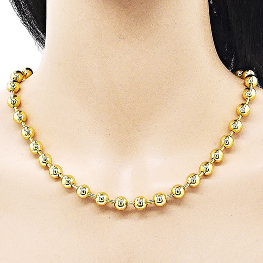 Oro Laminado Basic Necklace, Gold Filled Style Ball Design, Polished, Golden Finish