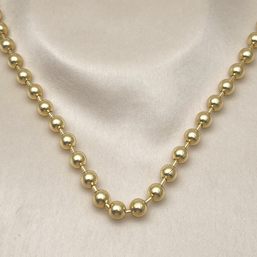 Oro Laminado Basic Necklace, Gold Filled Style Ball Design, Polished, Golden Finish