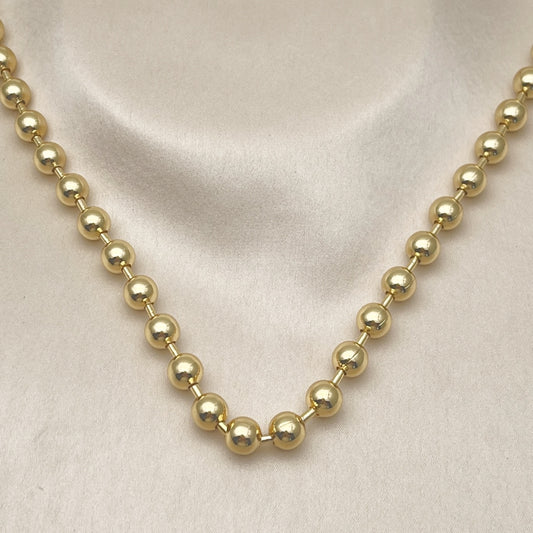 Oro Laminado Basic Necklace, Gold Filled Style Ball Design, Polished, Golden Finish