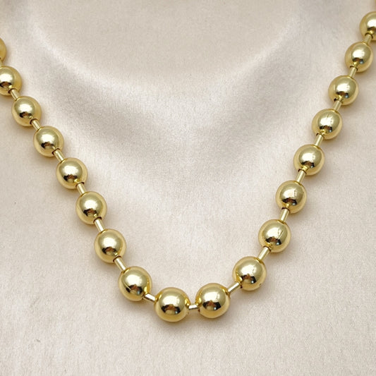 Oro Laminado Basic Necklace, Gold Filled Style Ball Design, Polished, Golden Finish