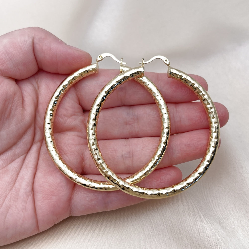 Oro Laminado Large Hoop, Gold Filled Style Hollow Design, Polished, Golden Finish