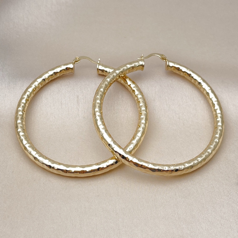 Oro Laminado Large Hoop, Gold Filled Style Hollow Design, Polished, Golden Finish