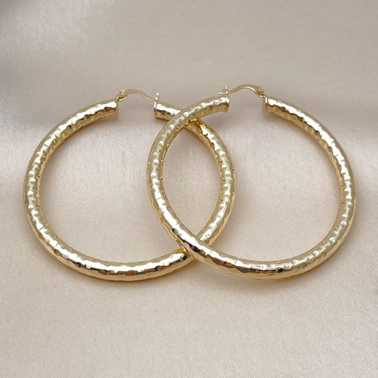 Oro Laminado Large Hoop, Gold Filled Style Hollow Design, Polished, Golden Finish
