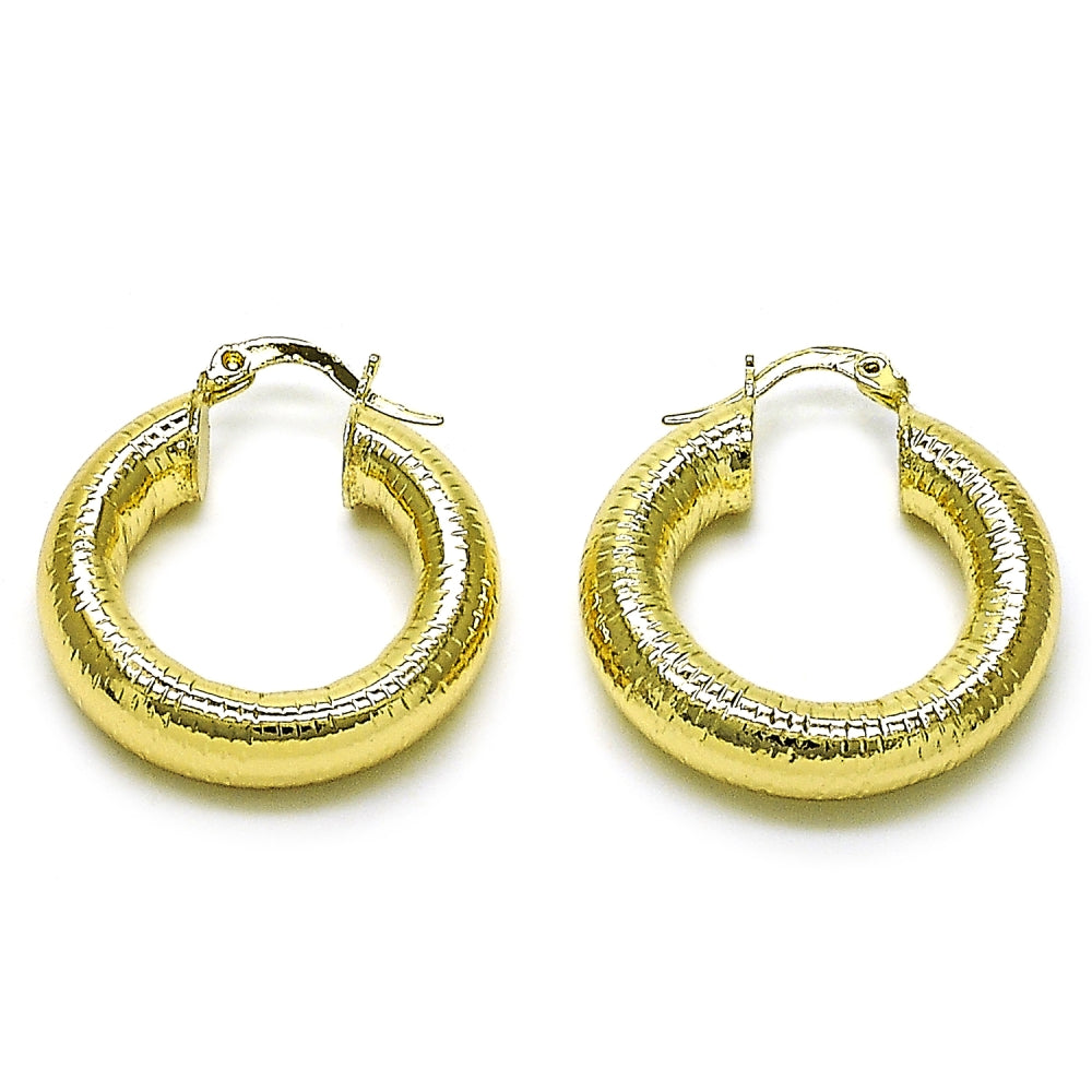 Oro Laminado Medium Hoop, Gold Filled Style Hollow Design, Polished, Golden Finish