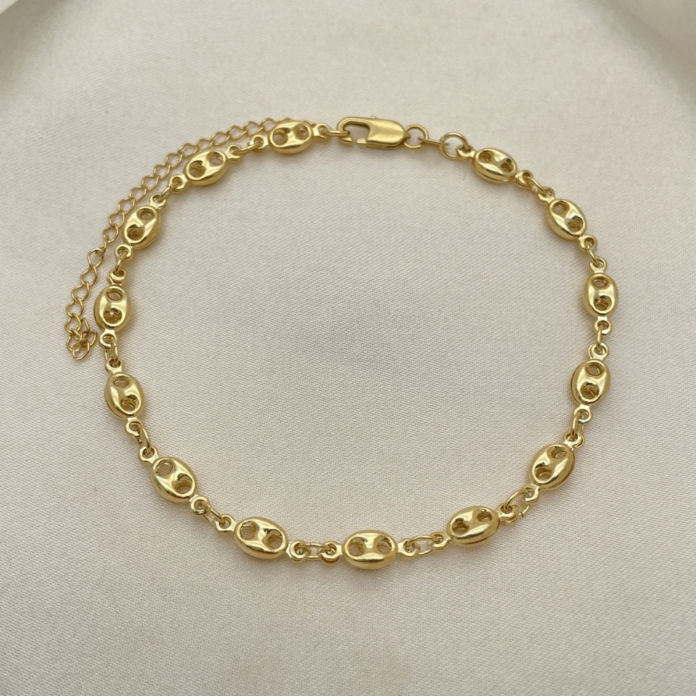 Gold Anklet - Puff Mariner Handmade with the Highest Gold Filled Style Craftsmanship - Gold Filled Anklets 04.09.0185.10