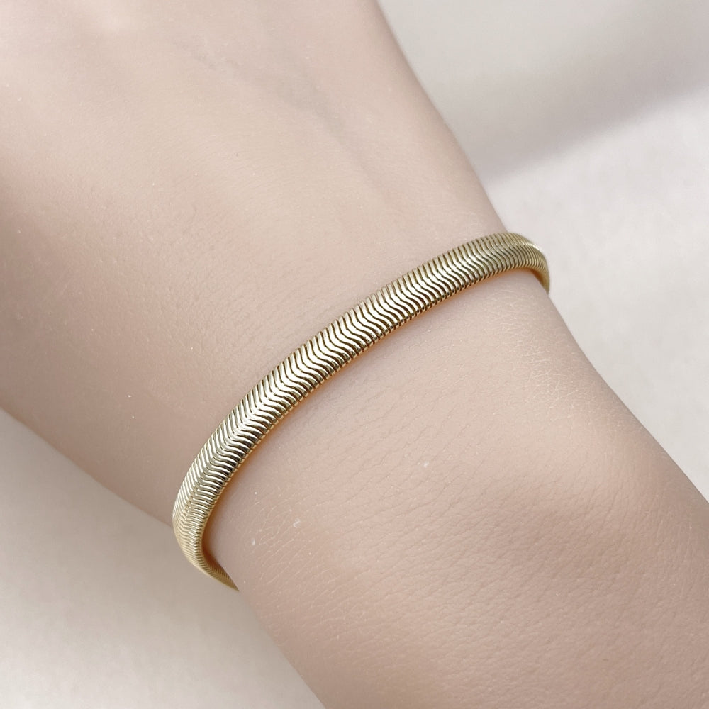 Oro Laminado Basic Bracelet, Gold Filled Style Rat Tail Design, Polished, Golden Finish
