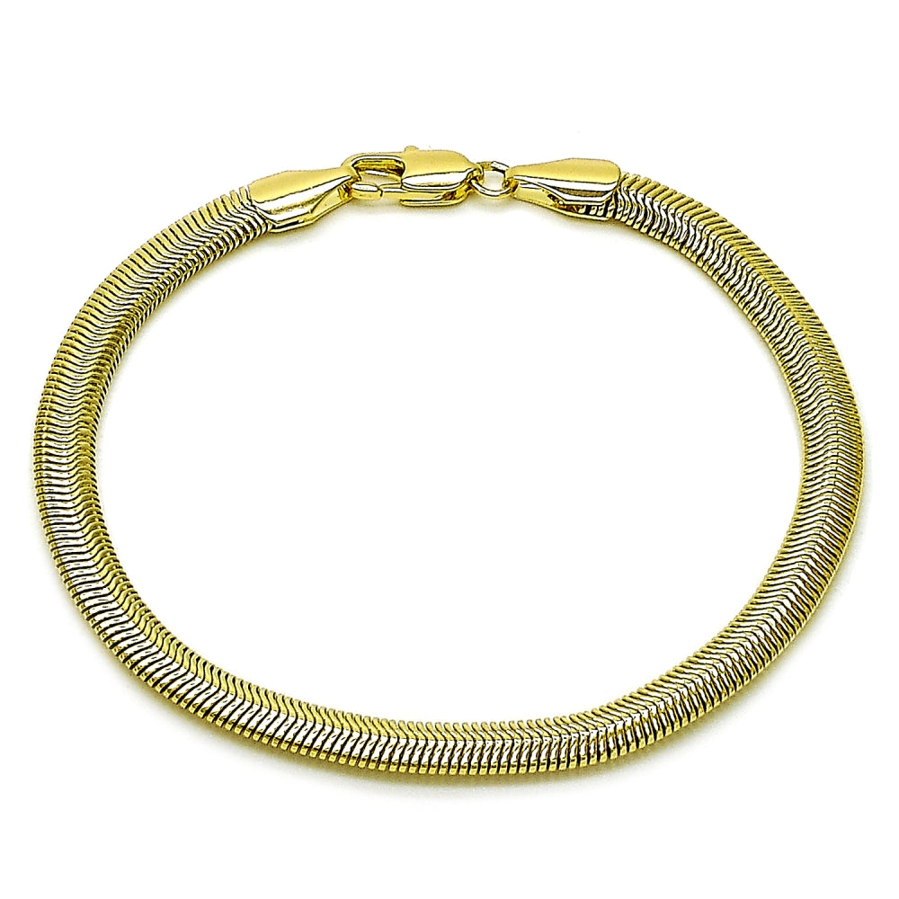 Oro Laminado Basic Bracelet, Gold Filled Style Rat Tail Design, Polished, Golden Finish