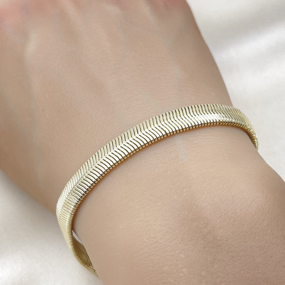 Oro Laminado Basic Bracelet, Gold Filled Style Rat Tail Design, Polished, Golden Finish