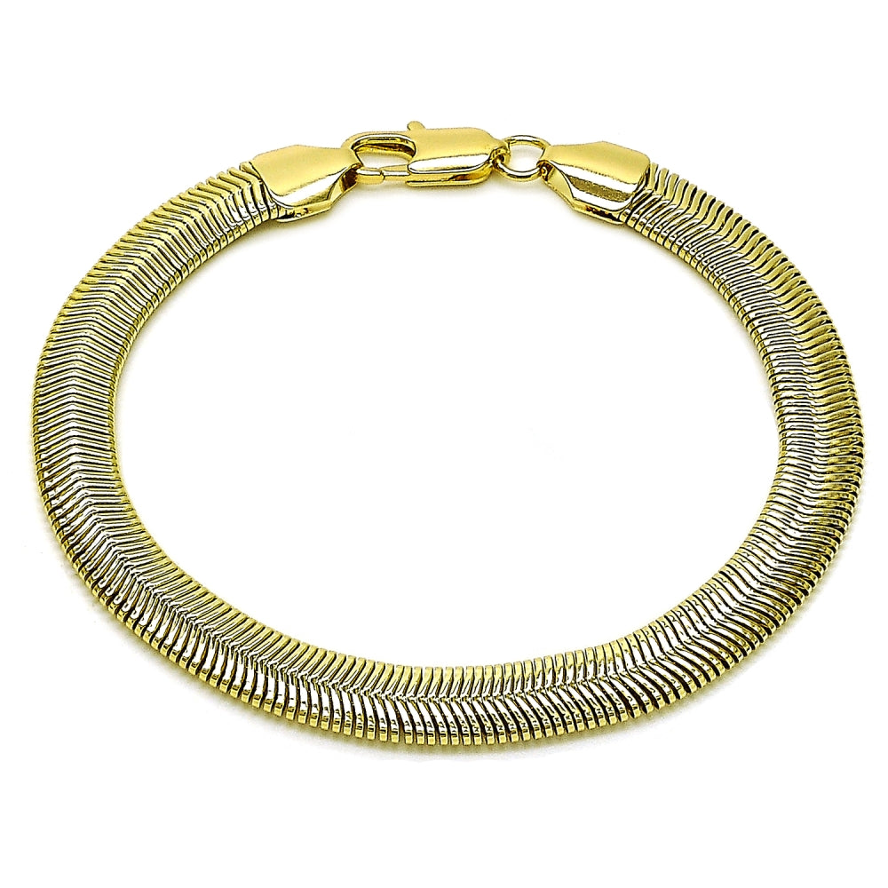 Oro Laminado Basic Bracelet, Gold Filled Style Rat Tail Design, Polished, Golden Finish