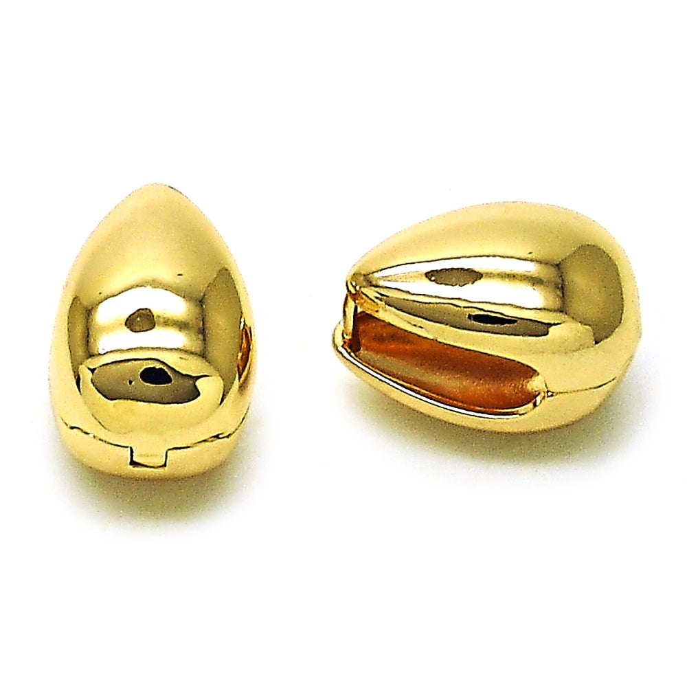 Oro Laminado Huggie Hoop, Gold Filled Style Teardrop Design, Polished, Golden Finish