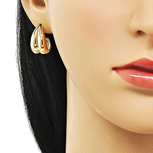 Oro Laminado Stud Earring, Gold Filled Style Polished, Golden Finish