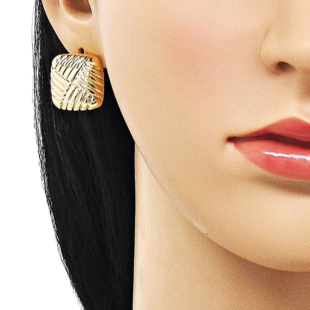 Oro Laminado Stud Earring, Gold Filled Style Polished, Golden Finish