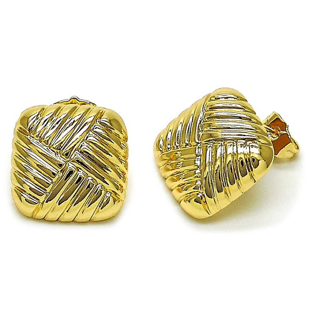 Oro Laminado Stud Earring, Gold Filled Style Polished, Golden Finish