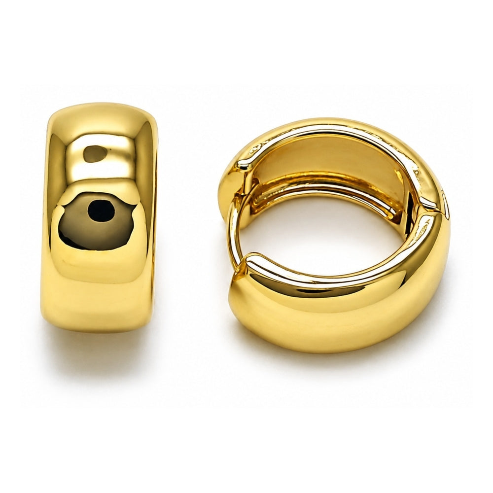 Oro Laminado Huggie Hoop, Gold Filled Style Polished, Golden Finish