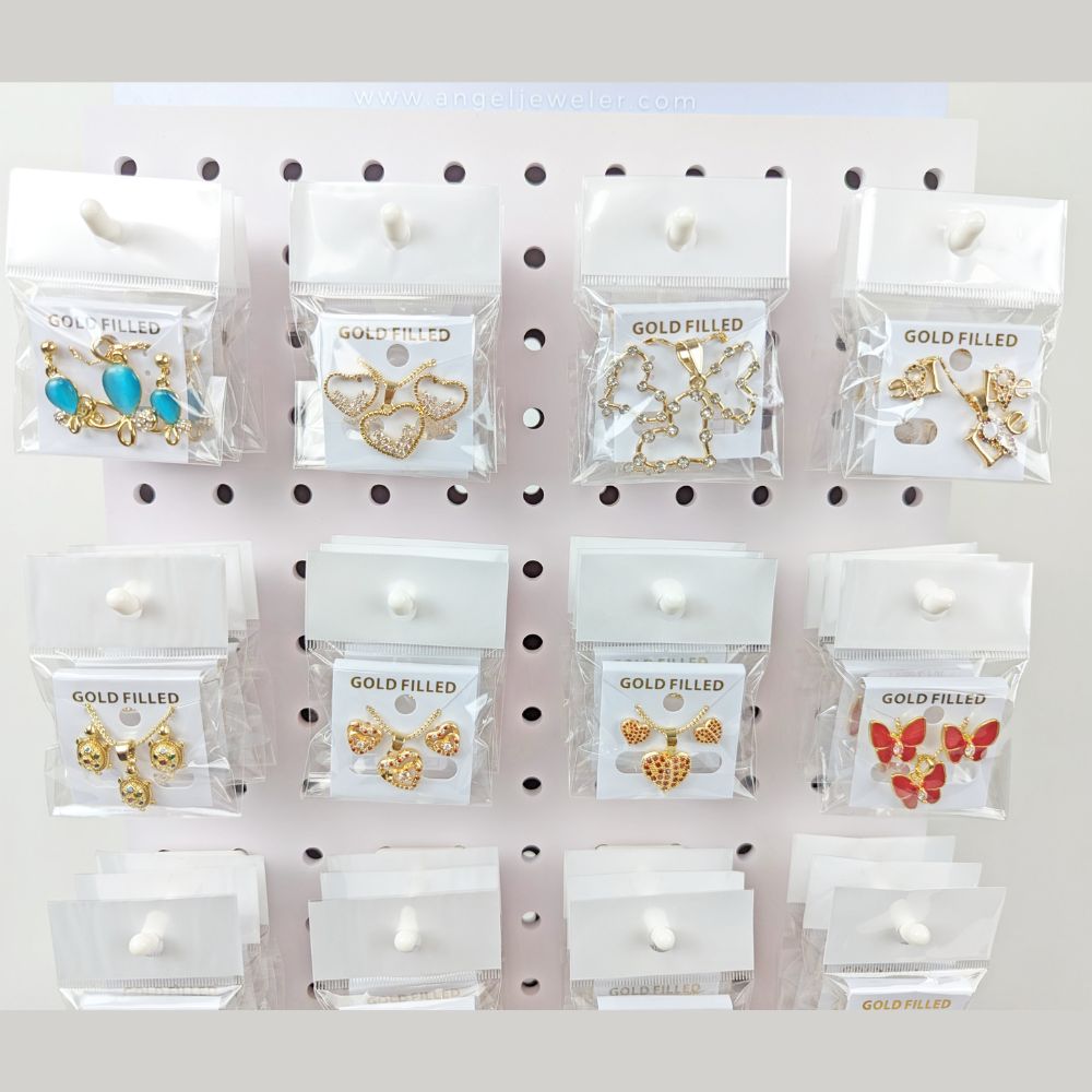 Medium Rotating Display, 80 Assorted Earring Pendant Sets, Oro Laminado with Free Display