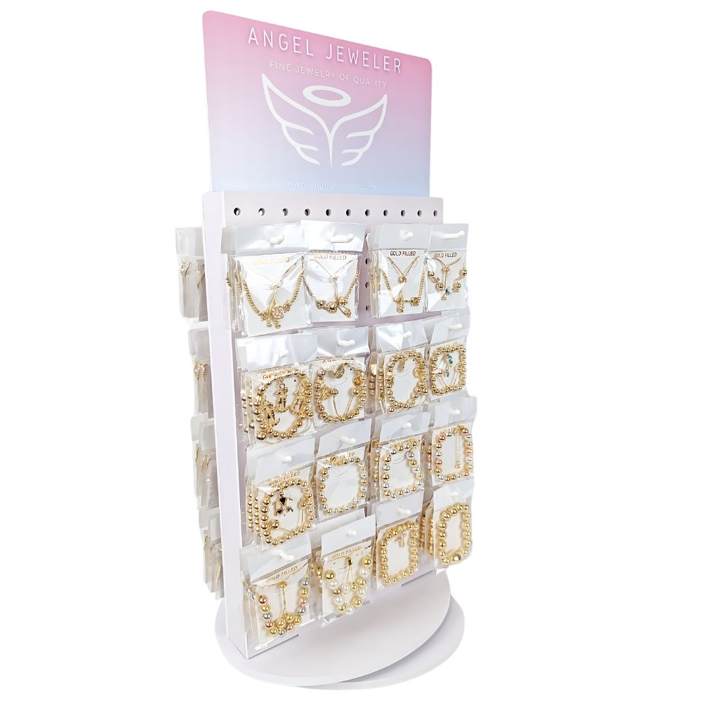 Medium Rotating Display, 110 Assorted Adjustable Bracelets, Oro Laminado with Free Display