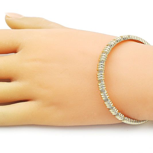 Oro Laminado Individual Bangle, Gold Filled Style with White Micro Pave, Polished, Golden Finish