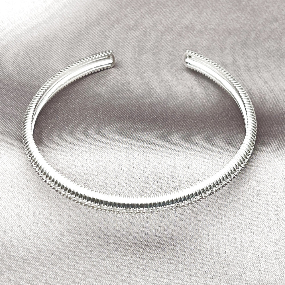 Rhodium Gold Filled Individual Bangle, with White Cubic Zirconia, Polished, Rhodium Finish