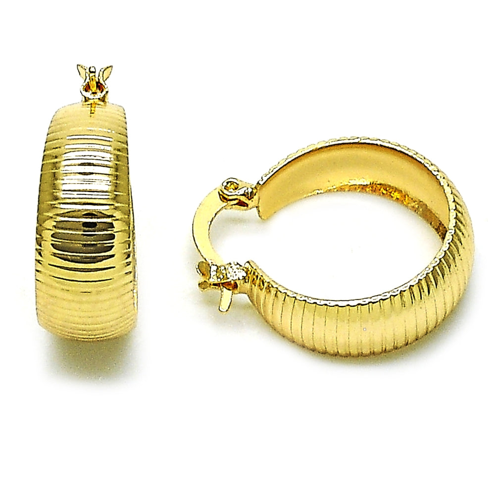 Oro Laminado Small Hoop, Gold Filled Style Diamond Cutting Finish, Golden Finish