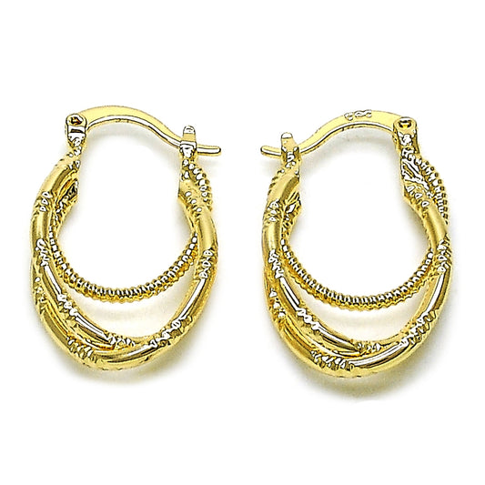 Oro Laminado Small Hoop, Gold Filled Style Diamond Cutting Finish, Golden Finish