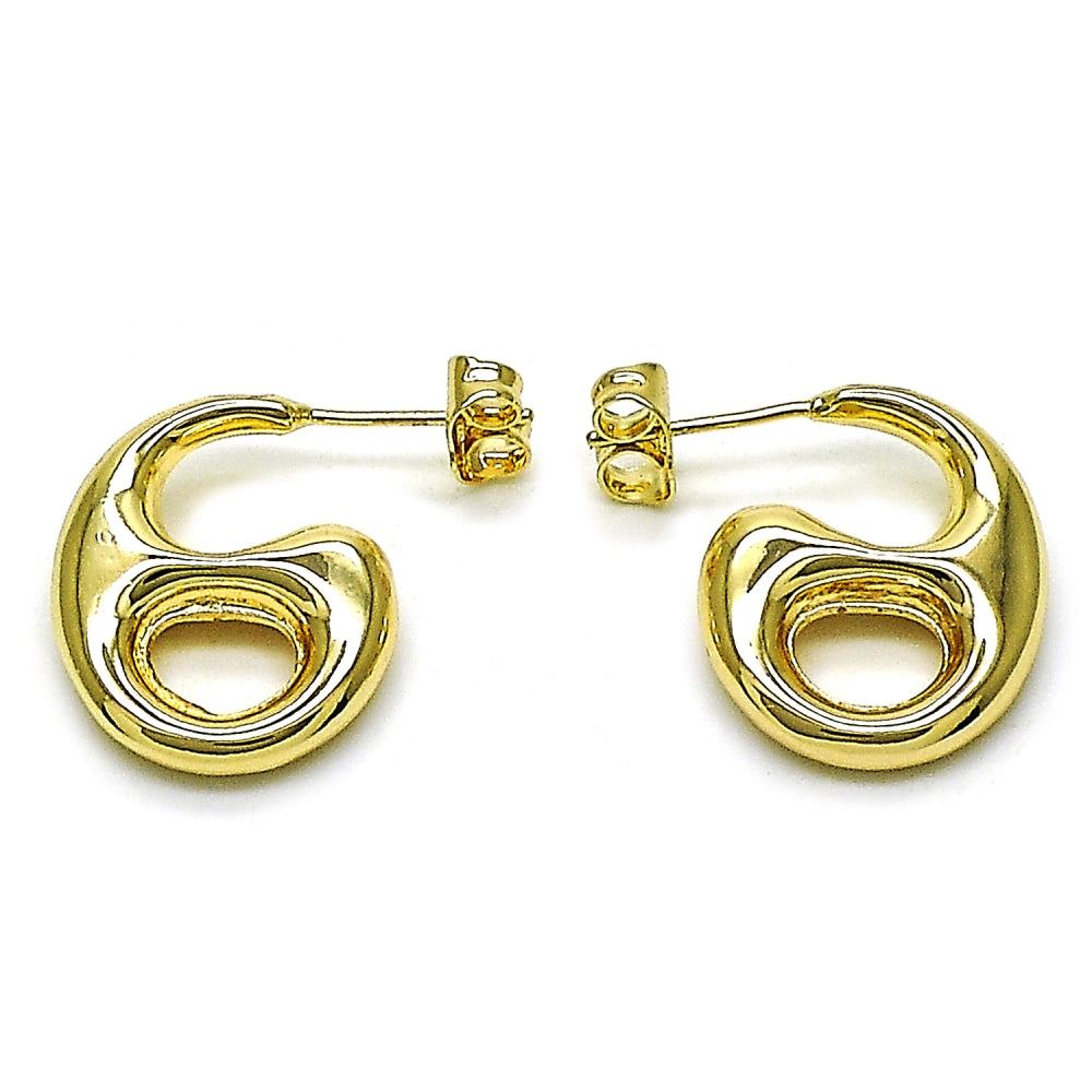 Oro Laminado Stud Earring, Gold Filled Style Mariner and Hollow Design, Polished, Golden Finish