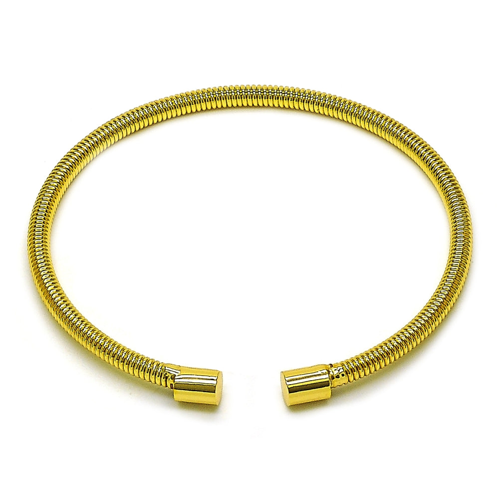 Oro Laminado Individual Bangle, Gold Filled Style Spiral Design, Polished, Golden Finish