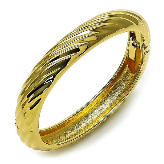 Oro Laminado Individual Bangle, Gold Filled Style Twist Design, Polished, Golden Finish
