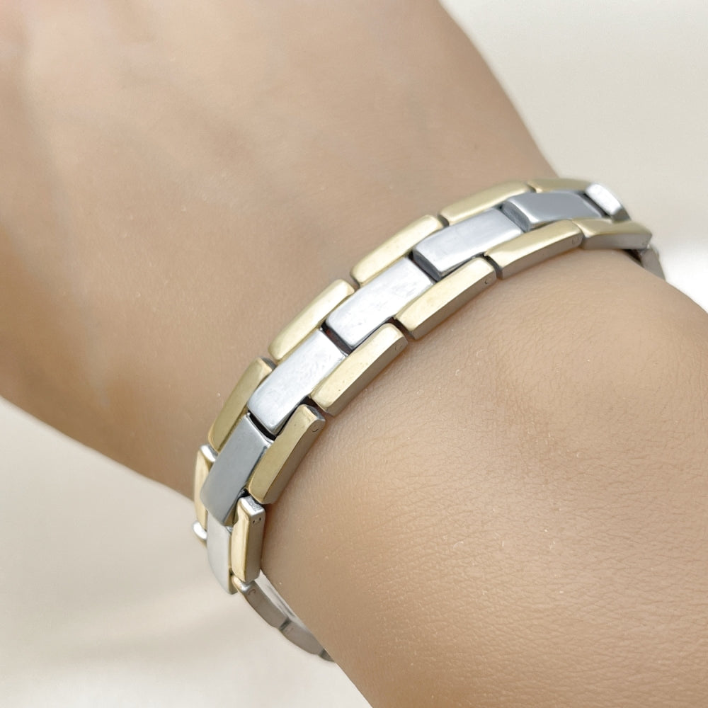 Stainless Steel Solid Bracelet, Polished, Two Tone
