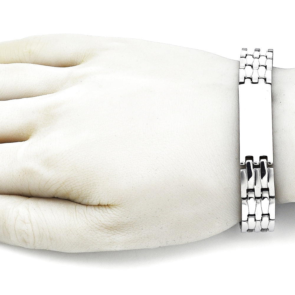 Stainless Steel Solid Bracelet, Polished, Steel Finish