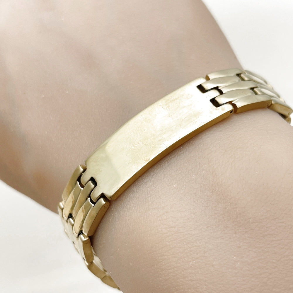 Stainless Steel Solid Bracelet, Polished, Golden Finish