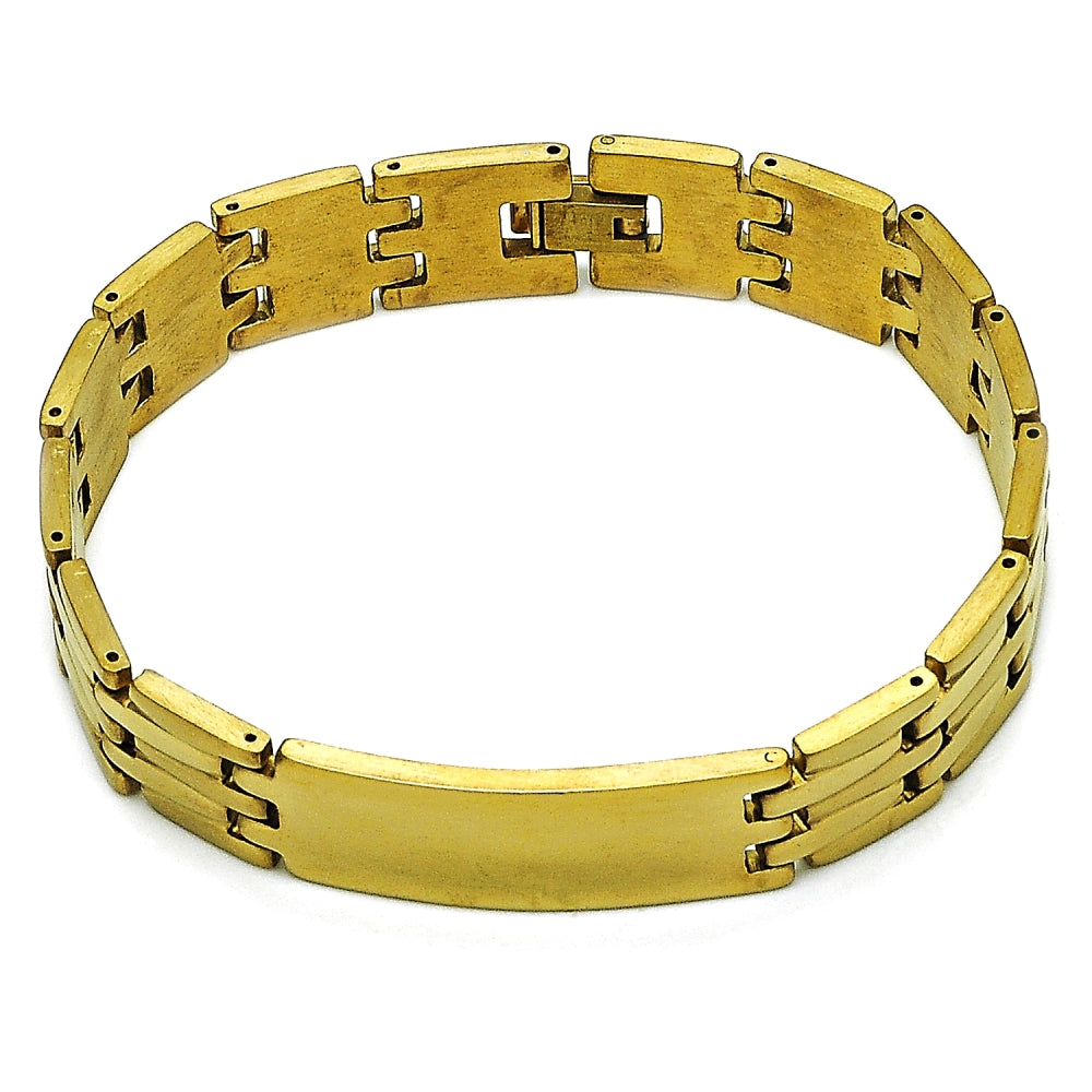 Stainless Steel Solid Bracelet, Polished, Golden Finish