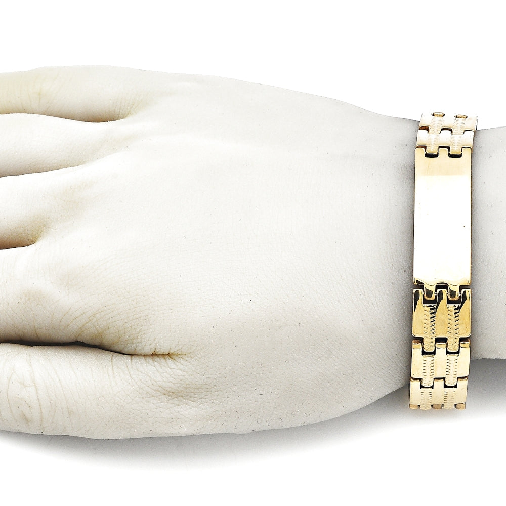Stainless Steel Solid Bracelet, Polished, Golden Finish