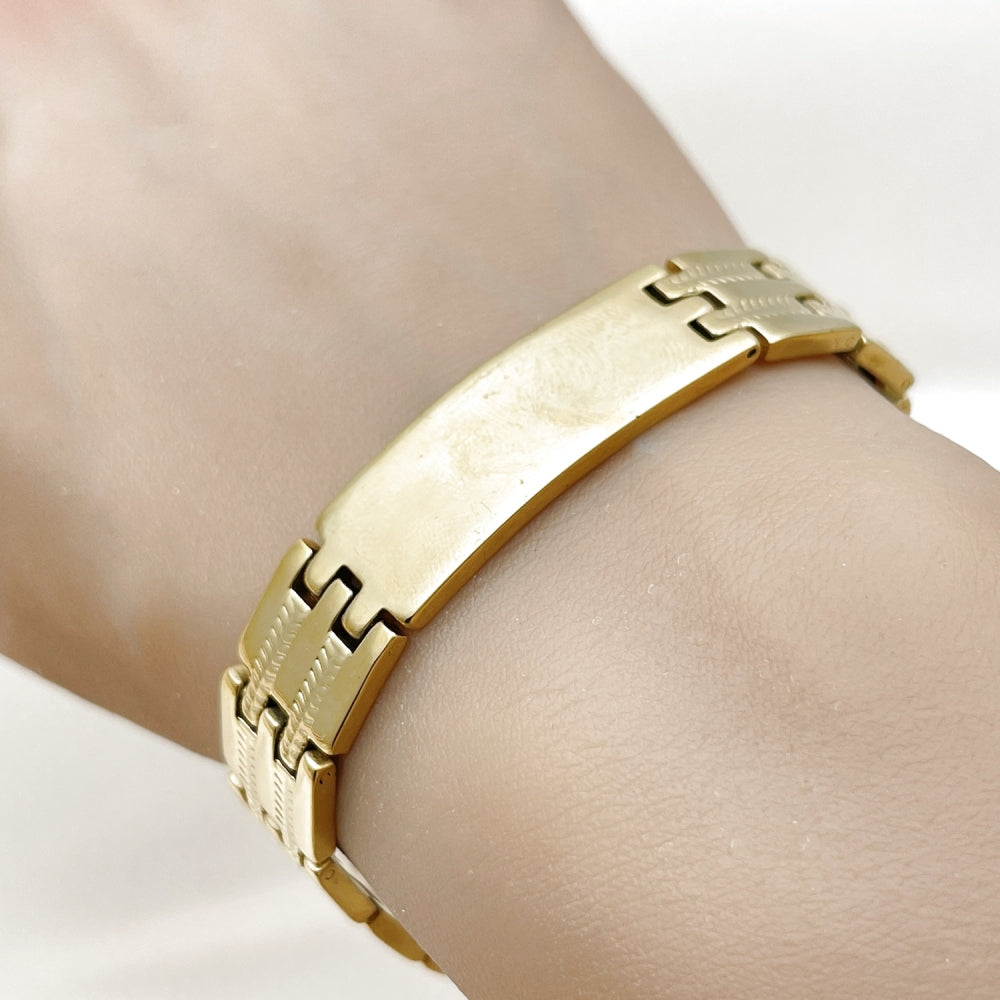 Stainless Steel Solid Bracelet, Polished, Golden Finish