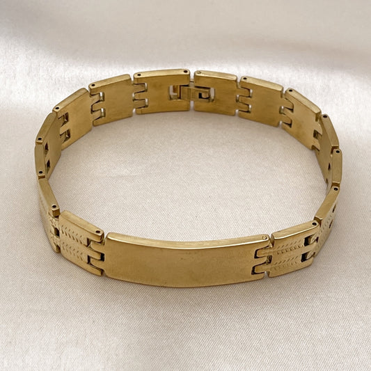 Stainless Steel Solid Bracelet, Polished, Golden Finish