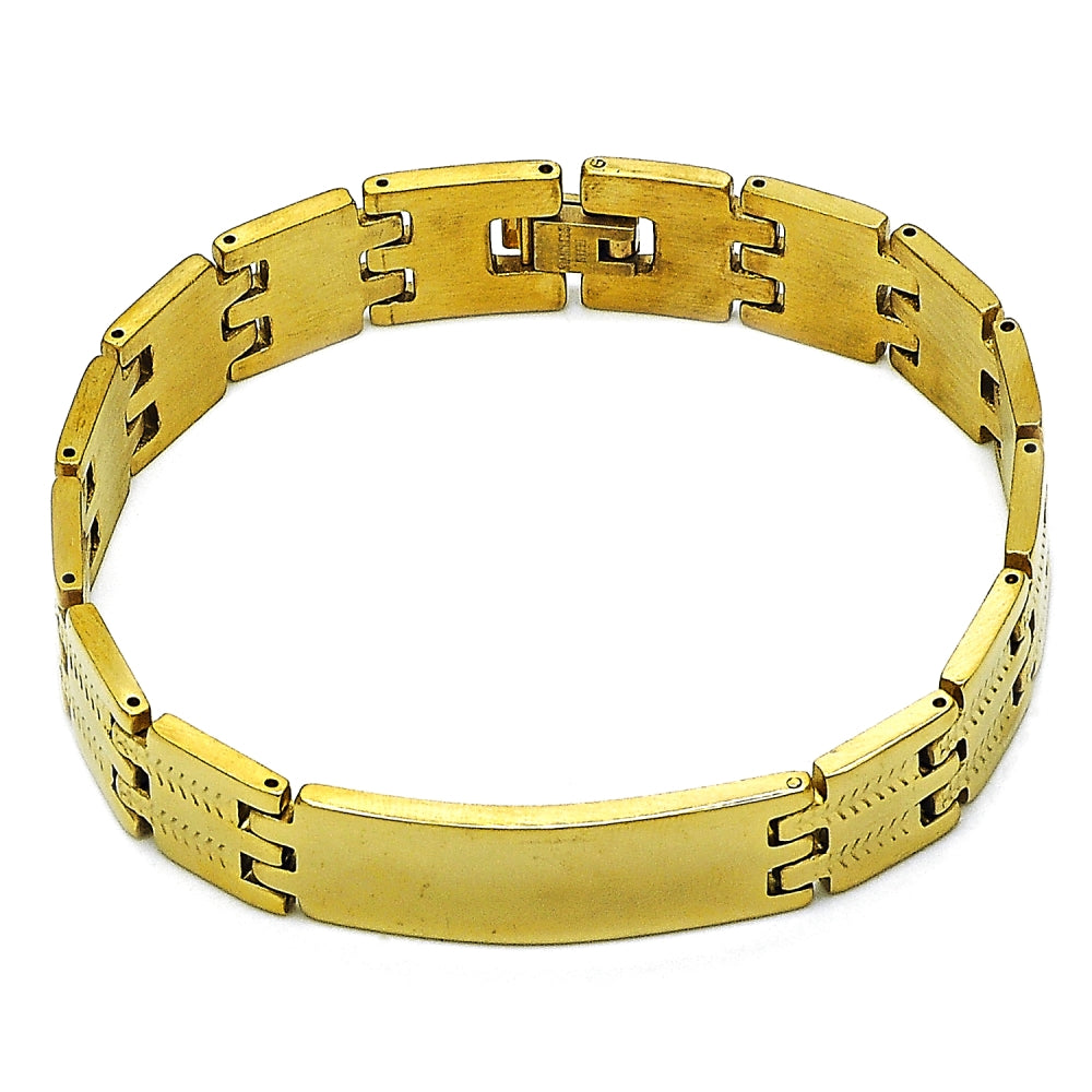 Stainless Steel Solid Bracelet, Polished, Golden Finish