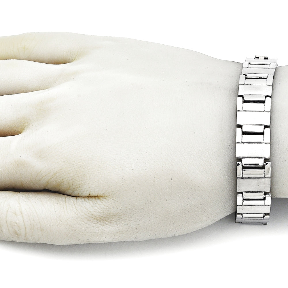 Stainless Steel Solid Bracelet, Brushed Finish, Steel Finish